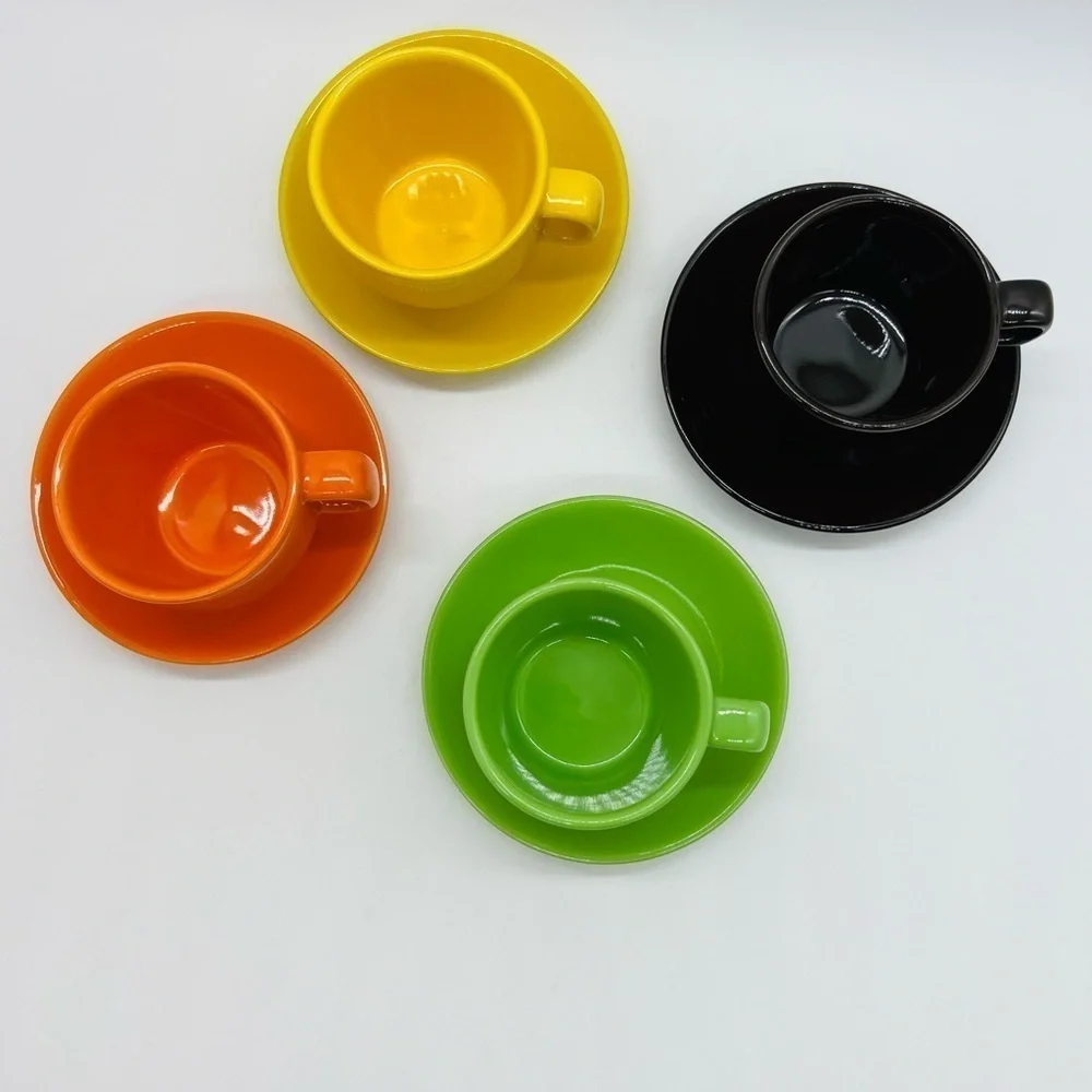 PIER 1 SET OF 4 COLORFUL MINIATURE EXPRESSO FLOWER POT STYLE MUGS